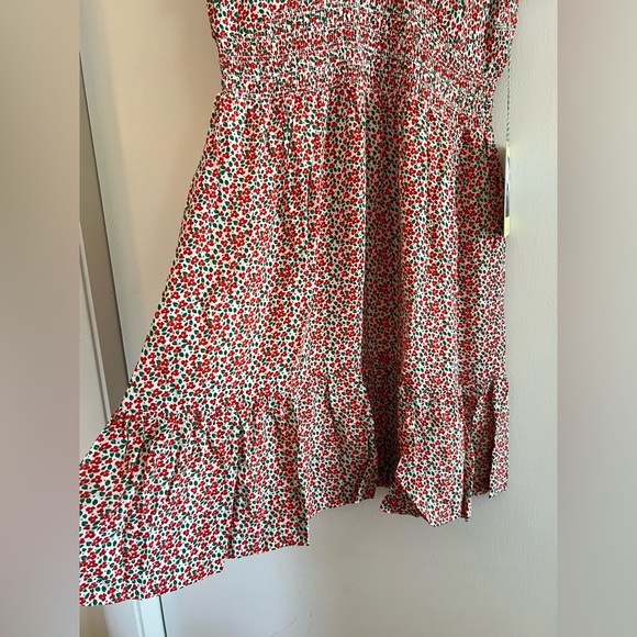 New! Trovata Birds of Paradis Camilla Dress Carmine Ditsy Mini Floral Red Green - Picture 8 of 15